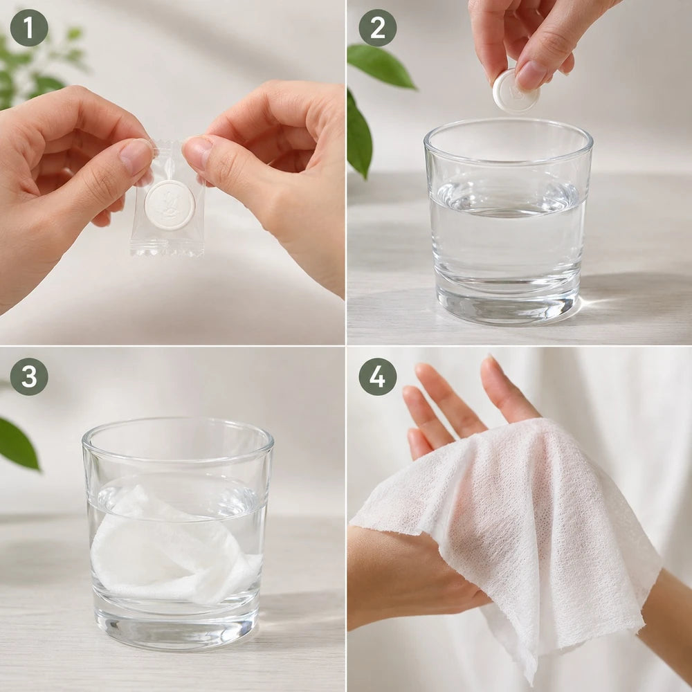 Serviettes compressées en coton jetables