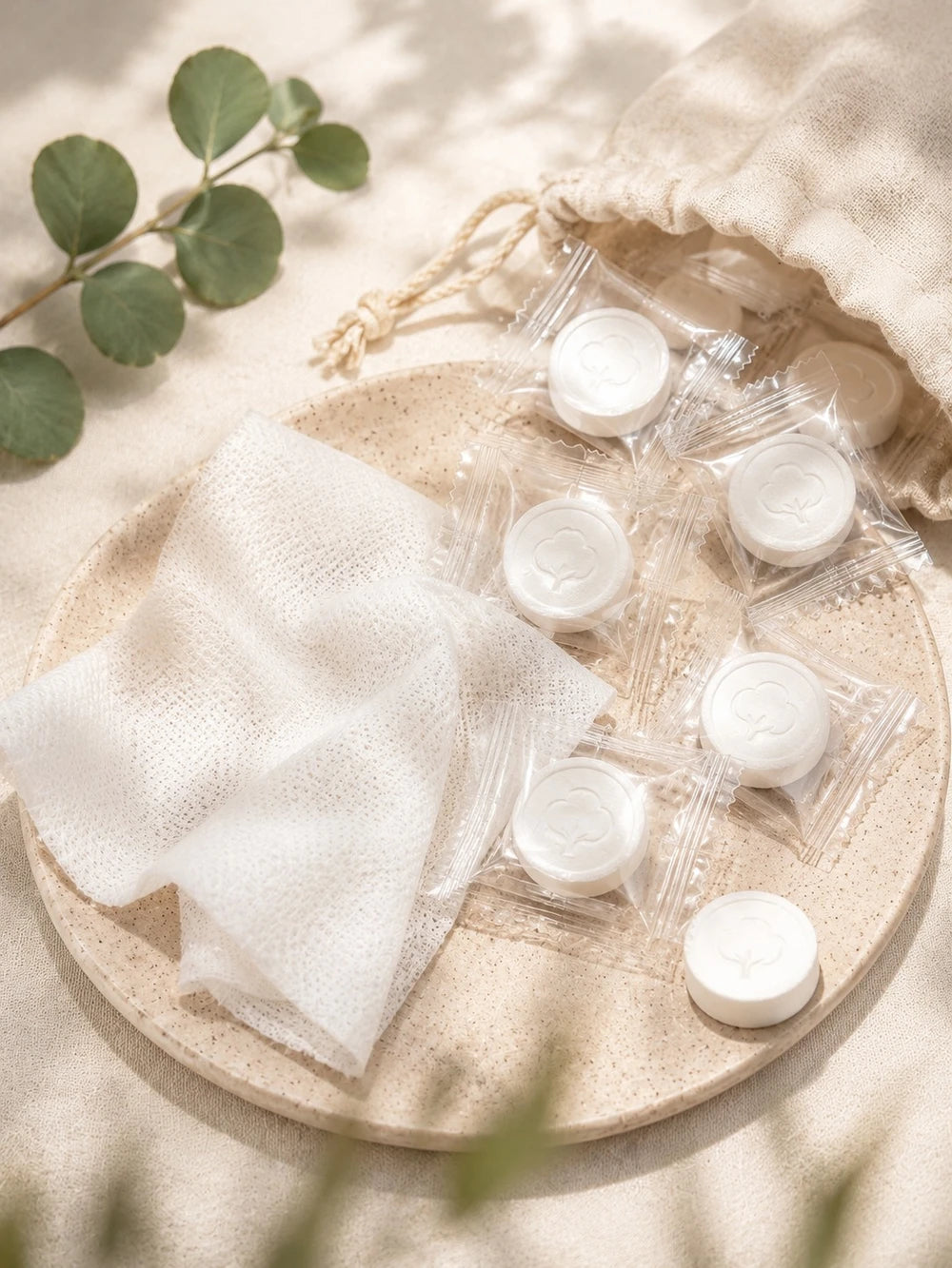 Serviettes compressées en coton jetables